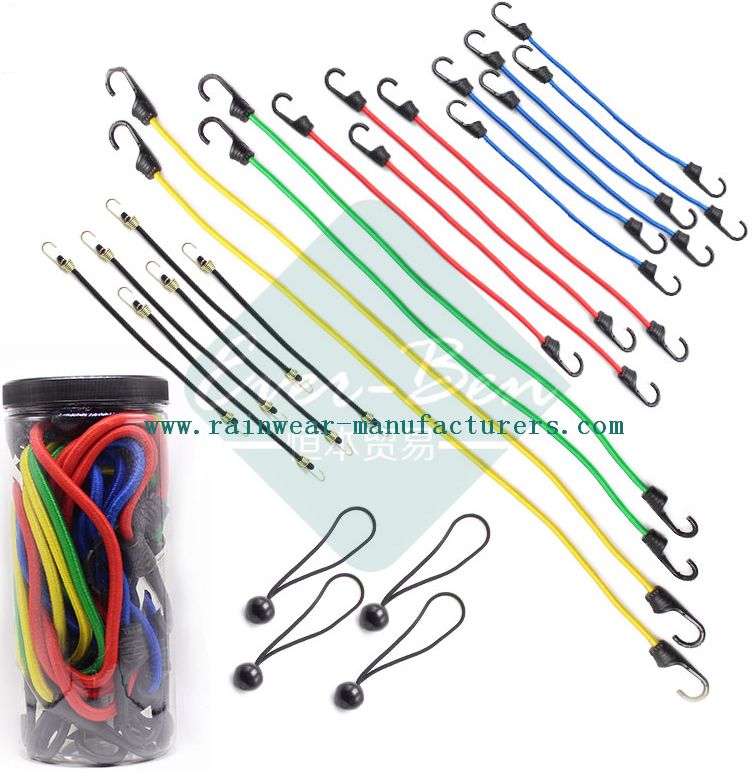 High quality elastic bungee cord with hook bulk wholesale rubber tie down straps